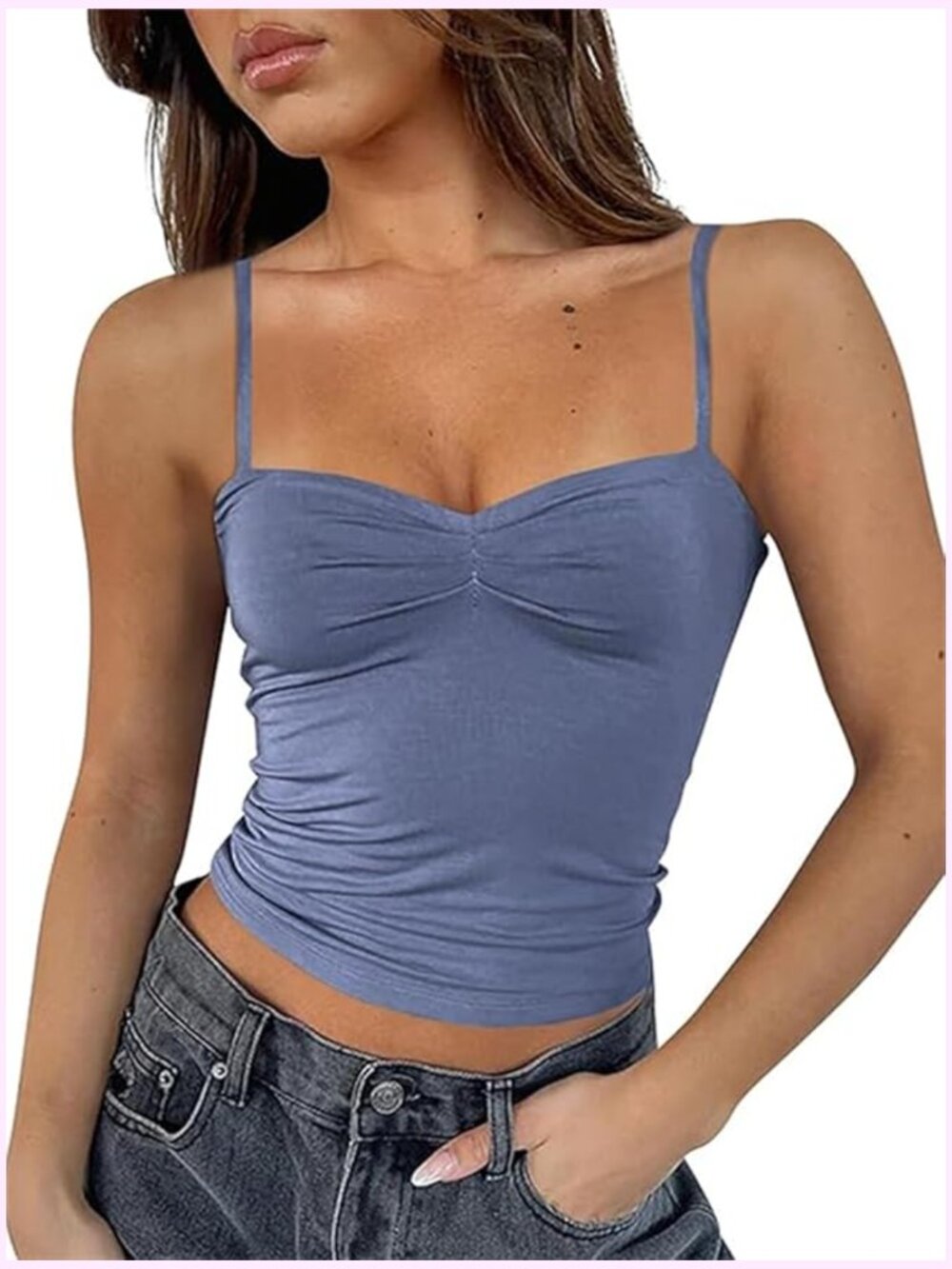 Modal Spaghetti Strap Crop Tank Top Backless Going Out Cami